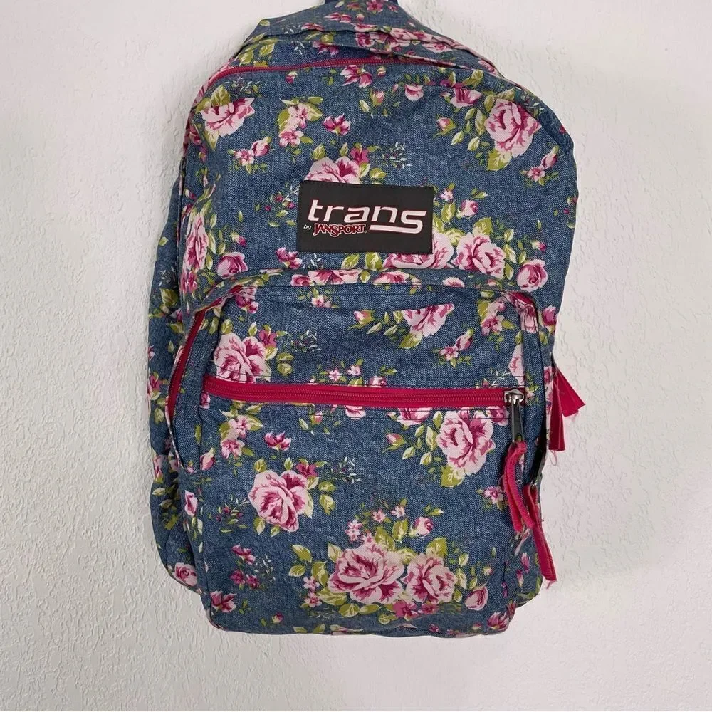 Trans by Jansport Blue with Pink‎ Floral Backpack